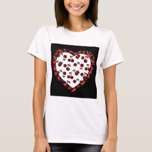 Camiseta Cerezas de Rockabilly RAB Estampado de Corazón Leo
