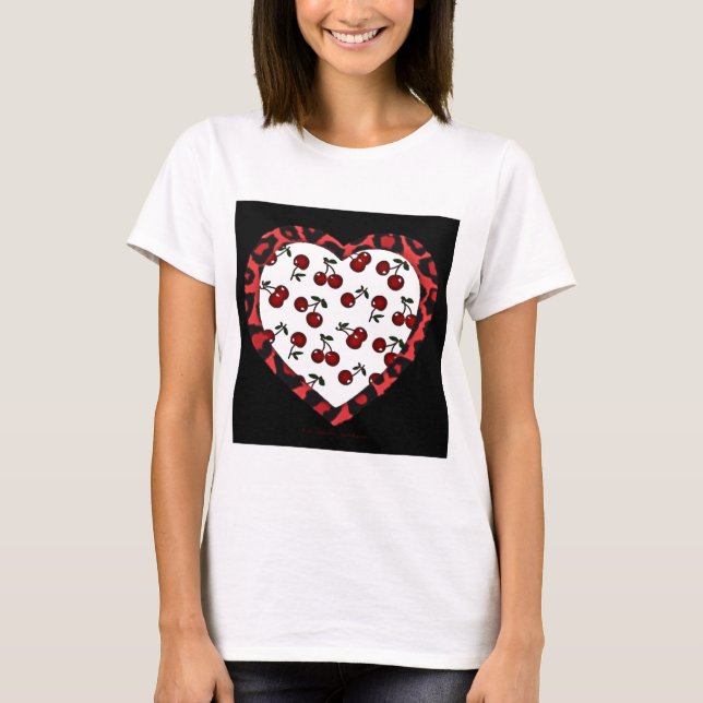 Camiseta Cerezas de Rockabilly RAB Estampado de Corazón Leo (Anverso)