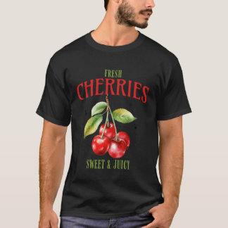 Camiseta Cerezas Frescas de Granja Mujer Amante de las Cere