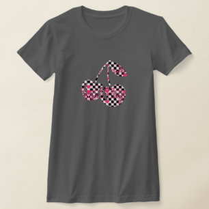 Camiseta Cerezas Grandes con Estampado de Cuadros y Corazon