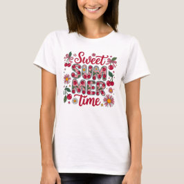 Camiseta Cerezas Margaritas Coquetas Tiempo de Verano Dulce