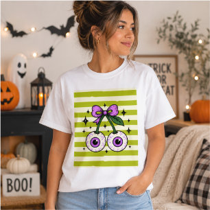 Camiseta Cerezas Ojos Halloween Coquette Gráfico