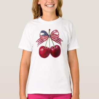 Camiseta Cerezas patrióticas con el verano de la cinta de l
