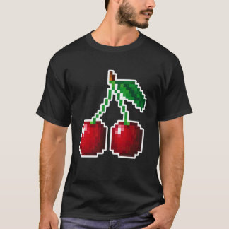 Camiseta Cerezas Pixel Art Juego de Video 80s Costum Navida