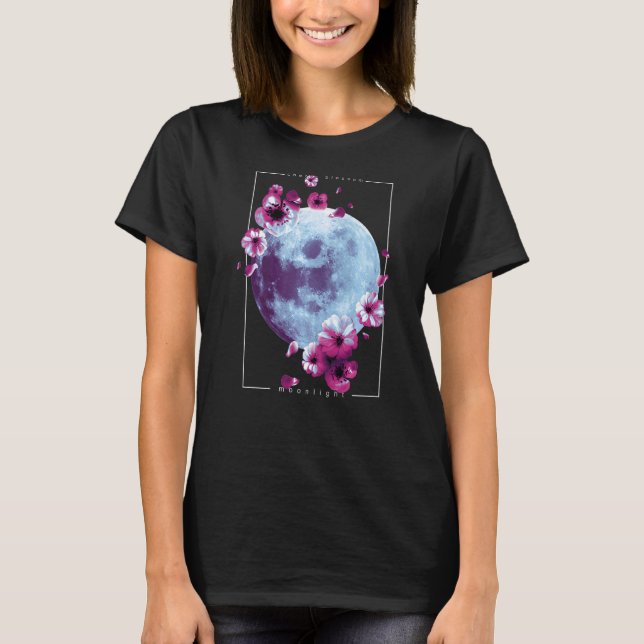 Camiseta Cerezo a la luz de la luna Blossom Estético Vaporw (Anverso)