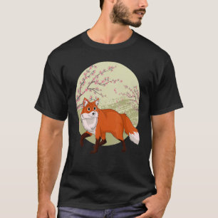 Camiseta Cerezo en flor de bosque animal Sakura Cubo Fox