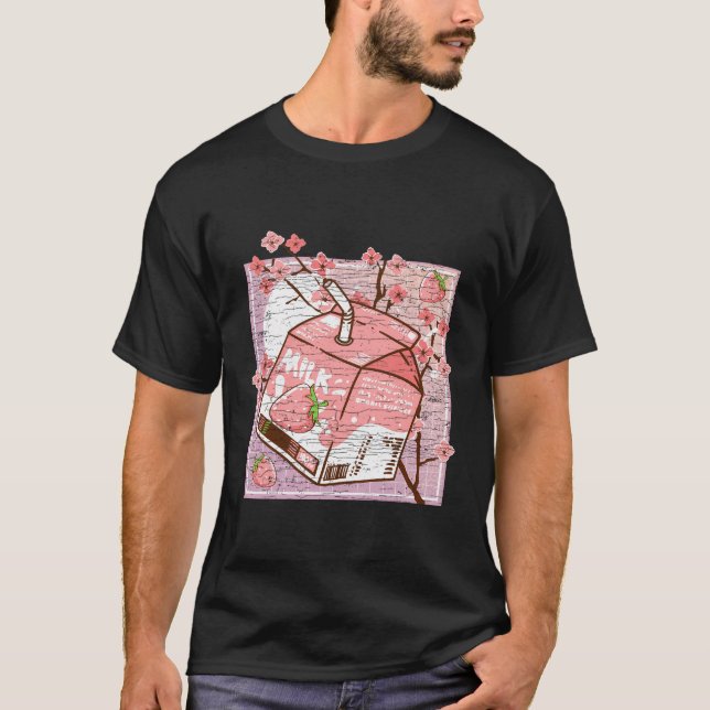 Camiseta Cerezo en flor de cerezo Estético Leche de fresa K (Anverso)