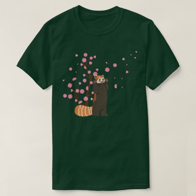Camiseta Cerezo en flor de panda roja animal japonés Sakura (Diseño del anverso)