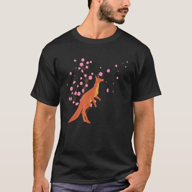 Camiseta Cerezo en flor Kangaroo Animal japonés Sakura Flo (Anverso)