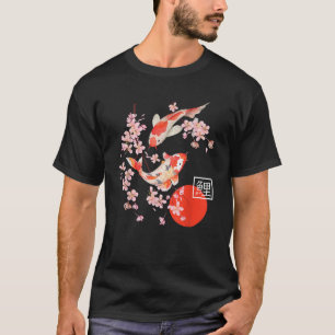 Camiseta Cerezo en flor Koi Carp Pescado japonés Sakura Gra