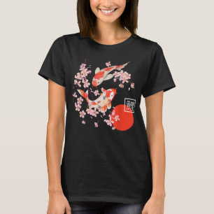 Camiseta Cerezo en flor Koi Carp Pescado japonés Sakura Gra