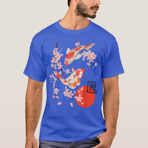 Camiseta Cerezo en flor Koi Carp Pescado japonés Sakura Gra
