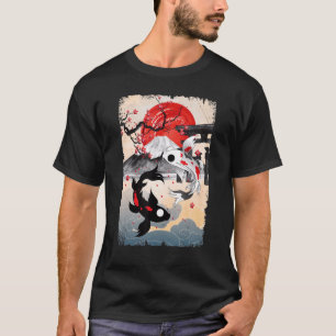 Camiseta Cerezo en flor Koi Carp Pescado japonés Sakura Gra