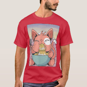 Camiseta Cerezo en flor Ramen Cat Kawaii 188
