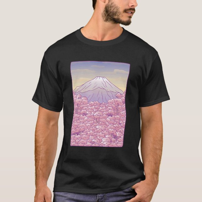 Camiseta Cerezo en flor Sakura Tree Mt Fuji Japón (Anverso)