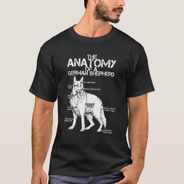 Camiseta Cero Bark Treinta Anatomía De Pastor Alemán Para M (Anverso)