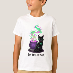 Camiseta Cero Hocus Todo Pocus Gato Divertido Bruja Caldero