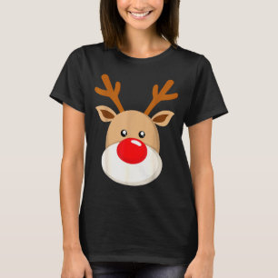 Camiseta Cero Rojo Navideño Reno Adorable Cuernos 