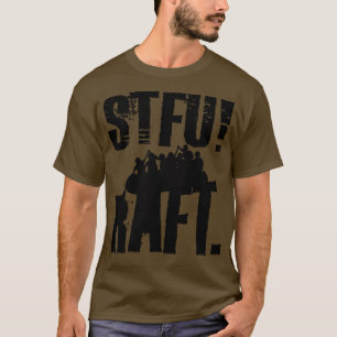 Camiseta cerrar la balsa de balseo de balsa negra en el río
