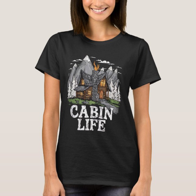 Camiseta Cerrar sesión Funny Log Cabin Life Mountain Ourdoo (Anverso)