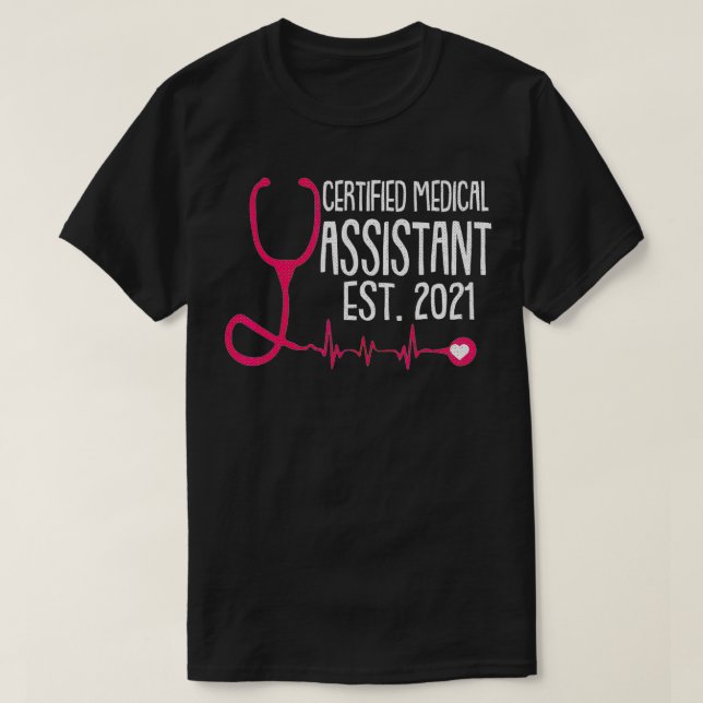 Camiseta Certificado de Auxiliar Médico Est 2021 Registro d (Diseño del anverso)