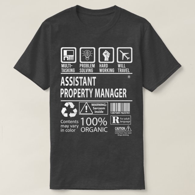 Camiseta Certificado de MultiTask de Assistant Property Man (Diseño del anverso)