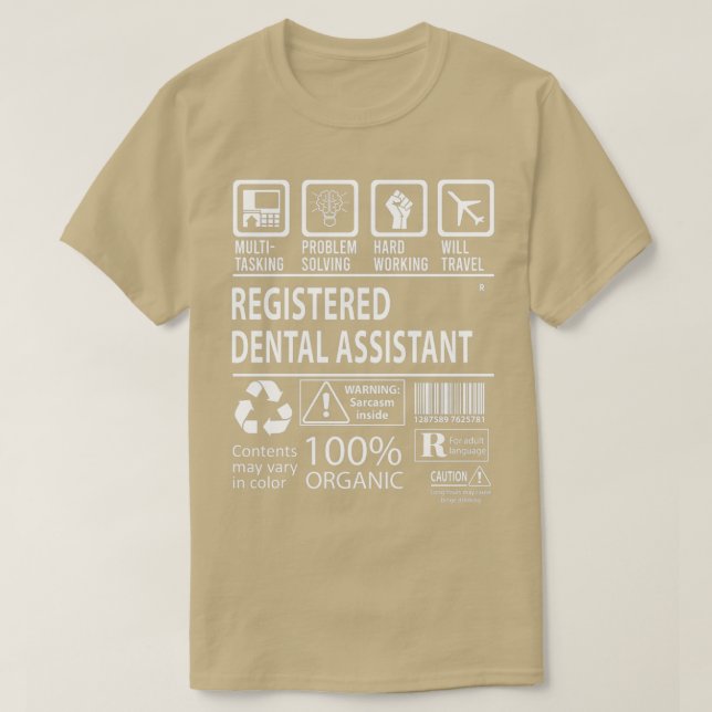 Camiseta Certificado de MultiTasking Assistant Dental Regis (Diseño del anverso)