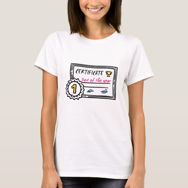 Camiseta Certificado de Papá del Año Premio del Día del Pad (Anverso)