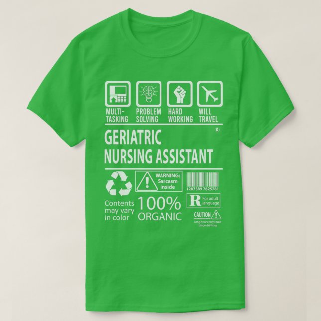Camiseta Certificado por MultiTask Assistant de Enfermería  (Diseño del anverso)