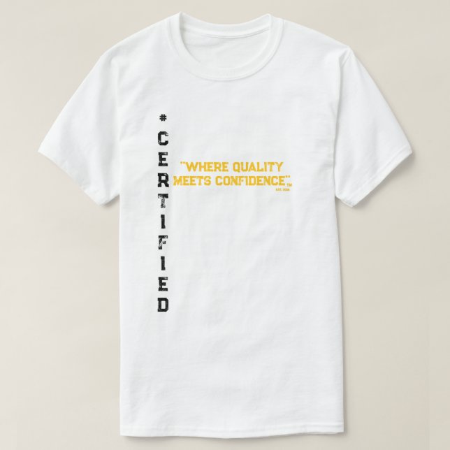 CAMISETA #CERTIFICADO UNISEX ORO BLK T-SHIRT (Diseño del anverso)