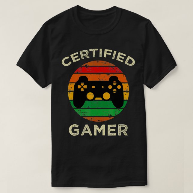 Camiseta Certified Gamer Retro Funny Video Games Gaming Gif (Diseño del anverso)