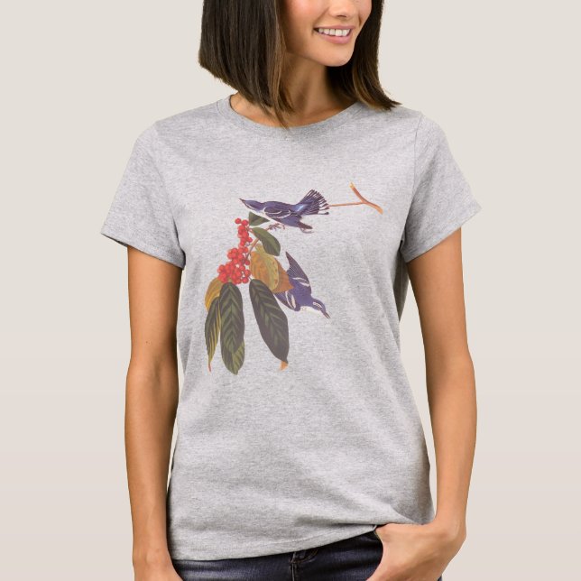 Camiseta Cerulean pájaros bebleros azul-verde de Audubon (Anverso)