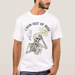 Camiseta Cerveza Agotada Esqueleto Fantasma Luna Halloween_
