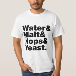 Camiseta Cerveza = Agua y Malta, copas y levadura.