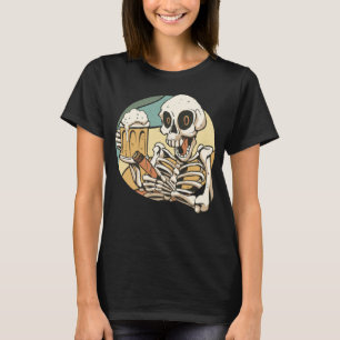 Camiseta Cerveza bebiendo cigarro humeando esqueleto borrac