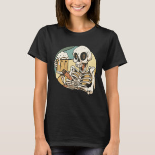 Camiseta Cerveza bebiendo cigarro humeando esqueleto borrac