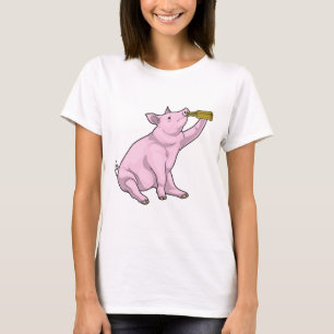 Camiseta Cerveza con botella de cerdo
