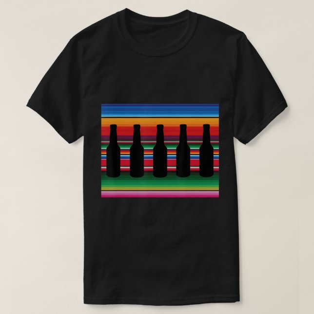 Camiseta Cerveza cubierta mexicana T Shirt Serape Graciosa  (Diseño del anverso)
