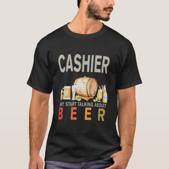 Camiseta Cerveza de Cajero Lover , Máscara de Cajero, Pegat (Anverso)