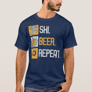 Camiseta Cerveza de esquí repetida Graciosa Nieve Deportiva