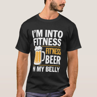 Camiseta Cerveza de Fitness en Mi Barriga Regalo Divertido 