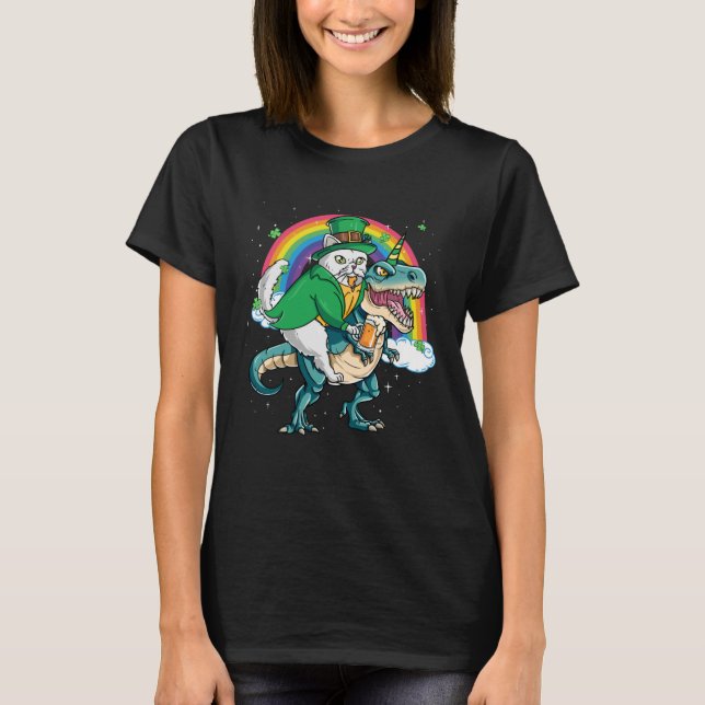 Camiseta Cerveza de gato persa Dino Rex Horn Rainbow (Anverso)