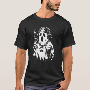 Camiseta Cerveza de Halloween de Fantasmas Cigarrillo Hip H