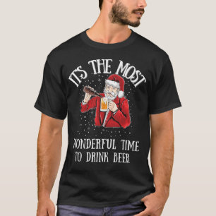 Camiseta Cerveza divertida bebiendo santa, Navidades divert