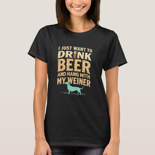 Camiseta Cerveza divertida para perro salchicha (Anverso)