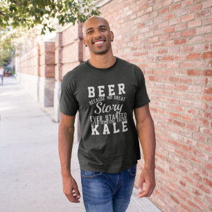 Camiseta Cerveza divertida versus Kale Wisdom Cita Texto Wo