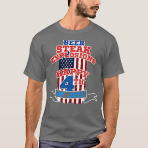Camiseta Cerveza, filete, explosiones Feliz 4 de julio patr