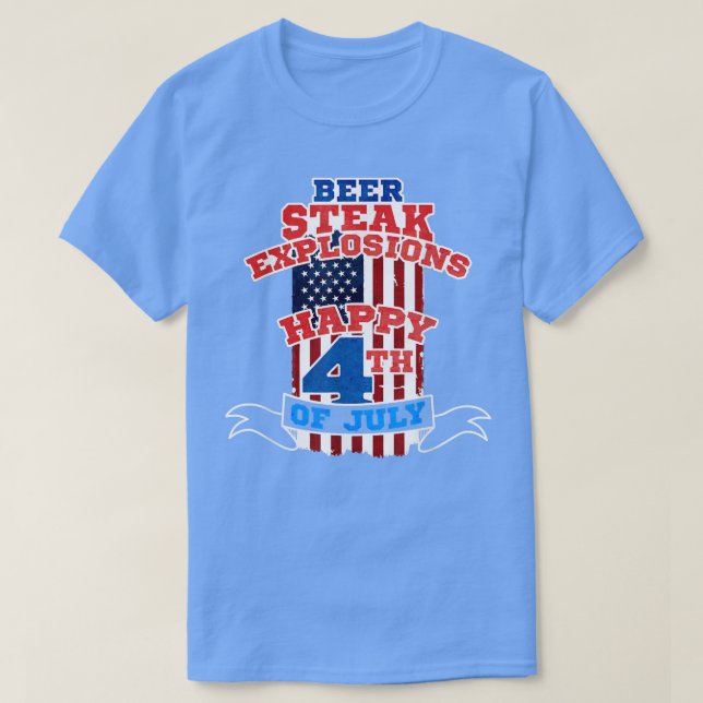 Camiseta Cerveza, filete, explosiones Feliz 4 de julio Patr (Diseño del anverso)