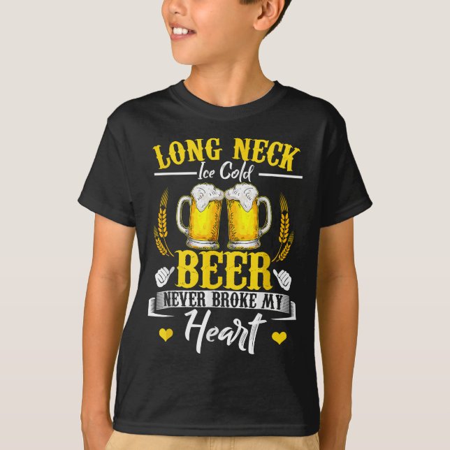 Camiseta Cerveza fría de helado de cuello largo nunca me ro (Anverso)