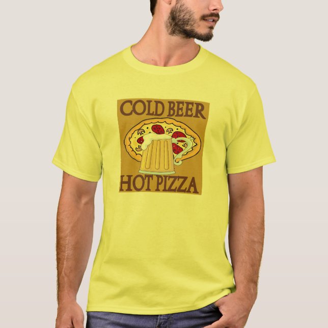 Camiseta Cerveza fría, pizza caliente (Anverso)